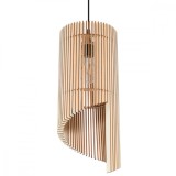 Lampă Suspendată Alexia Din Lemn Natural, Cu 1 Bec Tub Scandinav De Interior.