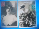 HOPCT 1704 FEMEI..FEMEI-TCV-ROMANTICA-FRANTA-LOT 2 CARTI POSTALE VECHI-CIRCULATE