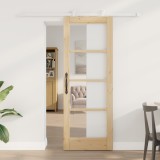 Ușa glisantă vidaXL cu set de hardware &#039;ORKDAL&#039;din lemn masiv și sticlă