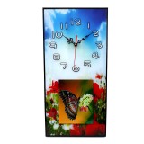 Ceas de perete tablou sticla 49cm, multicolor, mecanism quartz, display analogic, stil modern, cifre arabe, baterie AA