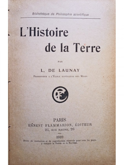 L. de Launay - L&#039;Histoire de la Terre (1910)