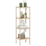 HOMCOM Dulap Baie din Bambus și Lemn, 33x31x110 cm, Lemn Natural | Aosom Romania