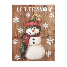 Tablou decorativ Let it Snow, 30 x 40 cm, 7 x LED, model om de zapada foto