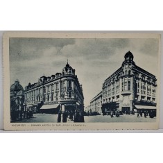 BUCURESTI , GRAND HOTEL SI GALERIILE LAFAYETTE , CARTE POSTALA ILUSTRATA , MONOCROMA, INTERBELICA