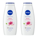 Set 2x Gel de dus NIVEA Roses &amp;amp; Almond Oil 750 ml