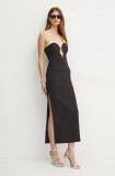 Bardot rochie ELENI culoarea negru, midi, mulată, 57941DB