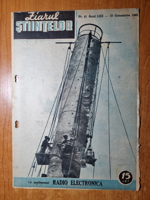 ziarul stiintelor 19 octombrie 1948-zincografia,navigatia cu panze