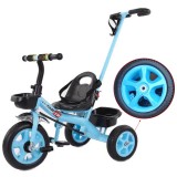 Cumpara ieftin Tricicleta copii, 3 ani+, maner parental detasabil, roti spuma EVA, maxim 40 kg, albastra, RESIGILAT
