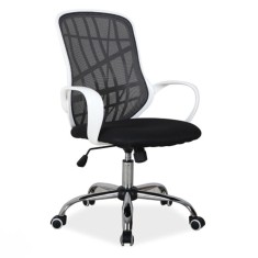 Scaun de birou cu mesh SL Dexter, cadru cromat, mecanism de balans, roti pivotante, 100 kg, alb negru