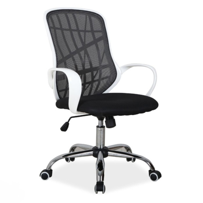 Scaun de birou cu mesh SL Dexter, cadru cromat, mecanism de balans, roti pivotante, 100 kg, alb negru