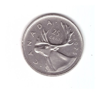 Moneda Canada 25 cents/centi 1975, stare foarte buna, curata foto