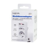 PRIZA LOGILINK, Schuko x 1, Euro Socket x 1, USB x 2 5 V/2.1 A, max. 10.5 W, 230 V/16 A, 50 Hz, max. 3680 W, IP20, LED activate, alb &amp;quot;PA0276&amp;quot