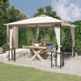 Foișor vidaXL Crem 3x3m cu Pereți Laterali &amp; Acoperiș Dublu - Pavilion Gradina Impermeabil