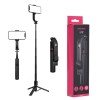 Selfie Stick Trepied Techsuit L12, 106cm, Stabil, Portabil, Bluetooth, Rotire 360&deg;, Inclinare 180&deg;, Negru
