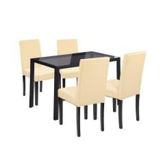 Leziter Set de masa Karen 4 1 negru-bej Mobalis Homvera