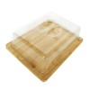Platou pentru branzeturi, legume, fructe sau dulciuri, din bambus, dimensiuni 24.50 x 19 x 7.50 cm, cu capac din plastic, maro