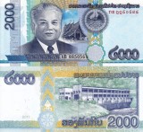 Bancnota Laos 2000 Kip 2011 UNC, Asia, Bancnote Straine