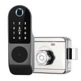 Incuietoare inteligenta Smart, waterproof, deblocare cu amprenta, parola, card, APP bluetooth, cheie, pentru usa de exterior