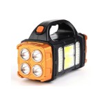 Lanterna portabila cu acumulator, 4 moduri de de lumina, Led + COB 25W, incarcare USB si solara, negru cu auri