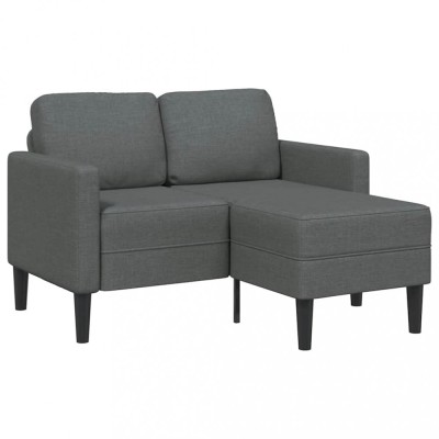 vidaXL Canapea cu 2 locuri și șezlong &amp;icirc;n formă de L, gri &amp;icirc;nchis, 125 cm, material textil 4107062 foto