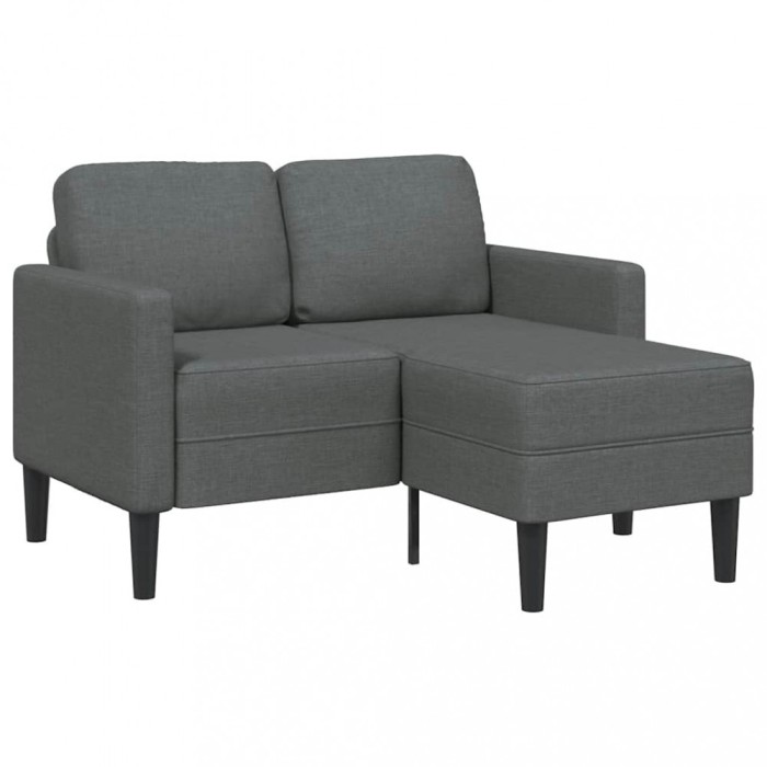 vidaXL Canapea cu 2 locuri și șezlong &icirc;n formă de L, gri &icirc;nchis, 125 cm, material textil 4107062