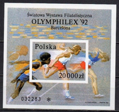 Polonia 1992 - Bloc Olymphilex &amp;#039;92 nedantelat,neuzat,perfecta stare(z) foto