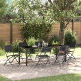 Set de masă pentru grădină Pliere 7 pcs Negru Textilene și oțel