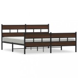 Cadru pat metalic fara saltea, stejar maro, 180x200 cm