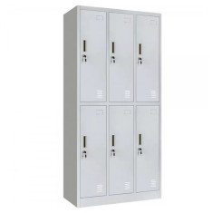 Vestiar metalic Premium 6 usi (3x2) 900x450x1800 mm (LxlxH), Neasamblat, PLUS