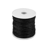 Snur din bumbac cerat, diametru 0,8 mm, lungime 25 m, Negru