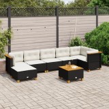 Cumpara ieftin Gossi set mobilier de gradina cu perne, 8 piese, negru, poliratan