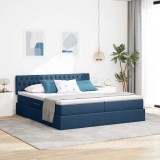 vidaXL Pat cu lumini cu bandă LED albastru 200 x 200 cm țesătură 3371584