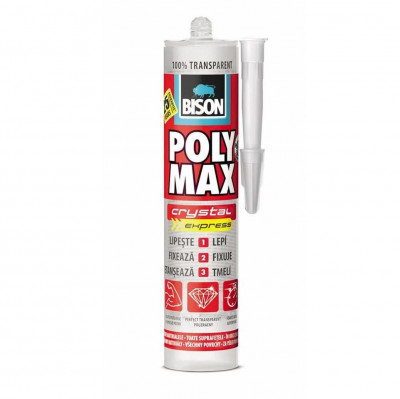 Adeziv și etanșeizant MS Polimer BISON Poly Max Crystal Express, transparent, foto