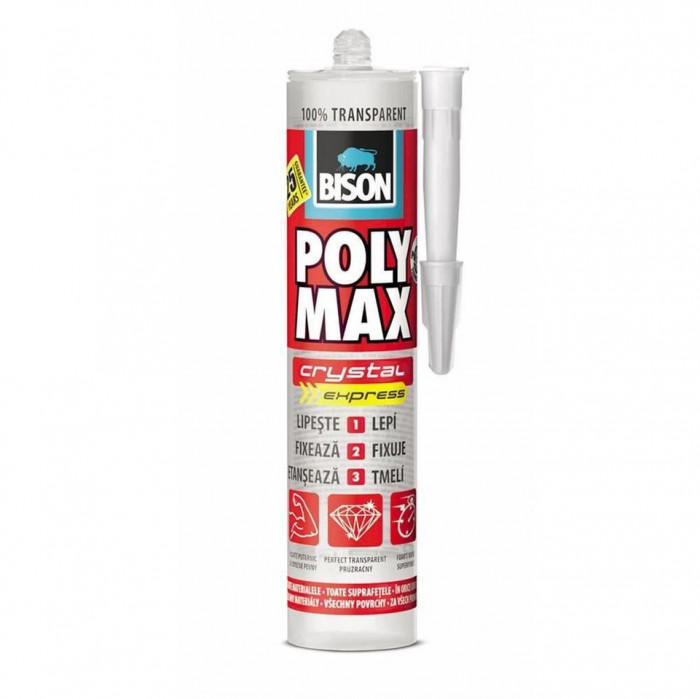Adeziv și etanșeizant MS Polimer BISON Poly Max Crystal Express, transparent,