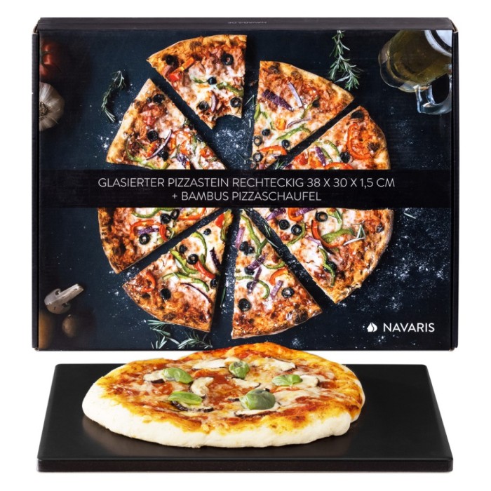 Piatra de pizza Navaris, 38x30 cm, glazurata, rezistenta pana la 500&deg;C, 51246.01.3