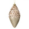 Ornament Brad de Crăciun, Forme de Crăciun, Glob Conic, Bej, 13cm, Paiete, Mărgele, Glitter, Oem