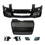 Set bara fata Audi A4, 11.2004-03.2008, cu gauri spalator si 4 senzori parcare; grunduit, de vopsit; type RS4; cu grile; cu gauri lampa ceata; Tuning,
