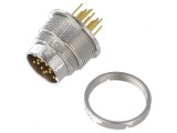 Conector M16 soclu tată THT PIN 14 3A 32V drept IP40 - Conector M16 PIN 14 3A 32V IP40