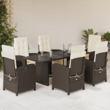 Cumpara ieftin Gossi set mobilier de gradina cu perne, 7 piese, maro, poliratan