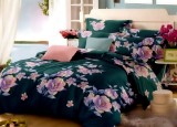 Cumpara ieftin Lenjerie de pat matrimonial cu husa elastic pat si fata perna patrata, Sublim, bumbac mercerizat, multicolor