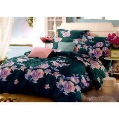 Lenjerie de pat pentru o persoana cu husa de perna dreptunghiulara, Sublim, bumbac mercerizat, multicolor