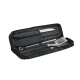 Set Ustensile GRĂTAR Campingaz, 10 Piese, Inox/Lemn, Geantă Textilă - Cutit, Clește, Frigărui, Spatulă, Furculiță