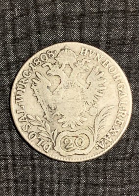 Moneda 20 creitari 1808 Austria argint semn monetărie A Viena foto