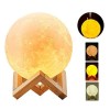 Lampa de veghe cu umidificator de aromaterapie, Luna iNOV Moon 3D, 880 ml, 13 cm, lumina 3 culori + stand lemn