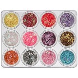 Cumpara ieftin Set decorații unghii de 12 buc, 5g - hexagon gol, INGINAILS