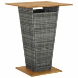 Cumpara ieftin Masa de bar, gri, 80x80x110 cm, poliratan/lemn masiv acacia