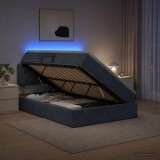 Cumpara ieftin Pat cu LED si saltea Gri inchis 120 x 200 cm Catifea
