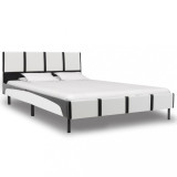 VidaXL Cadru de pat, alb și negru, 120 x 200 cm, piele ecologică