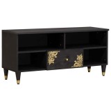 vidaXL Cabinet TV cu sertar Negru 100 x 33 x 46 cm Lemn de mango solid 4018824