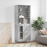 VidaXL Dulap &icirc;nalt, gri beton, 69,5x34x180, lemn compozit